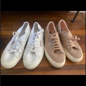 superga tan and white cotu classic sneakers